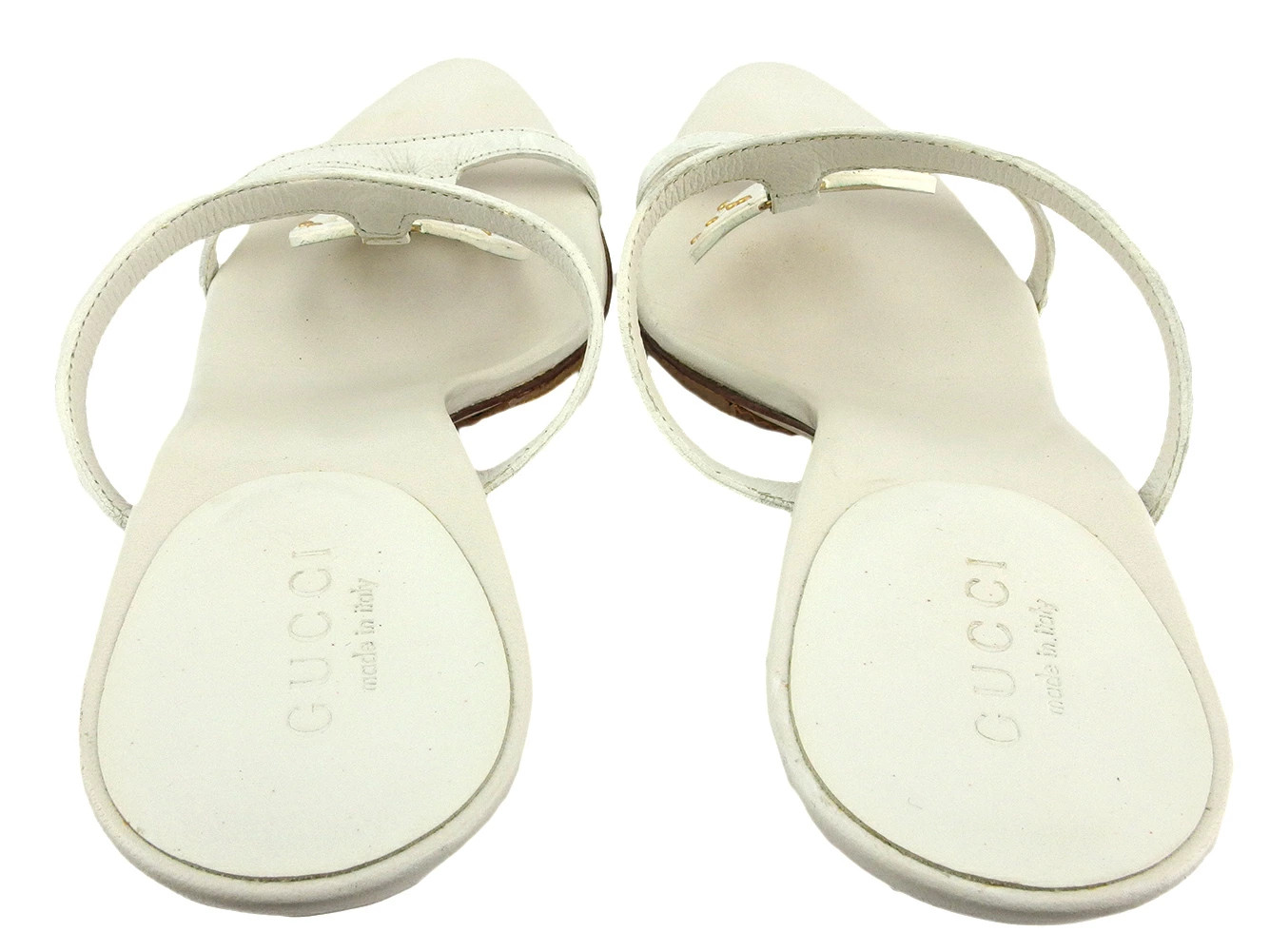 GUCCI Sandals Shoes Women's #34 Half C Interlocking G Mark Double G White Beige thumbnail 4