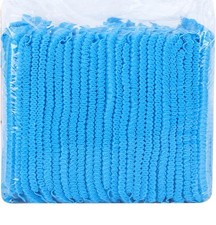 100 pcs Disposable Hair Net Non-Woven Head Bouffant Hair Cap 21" BLUE