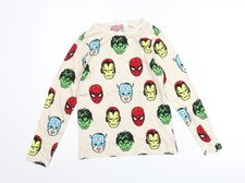 Camiseta H&M Niños Beige Marvel Manga Larga Talla 8-10 Años