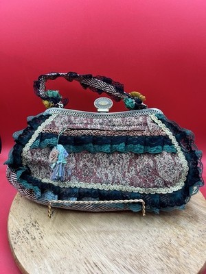 Malina Evening Victorian Bag Steam Punk Convertible Chain Lace Tapestry Purse