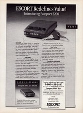 Vintage 1992 Escort Passport 2200 Radar Detector Print Ad