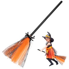 Beavorty Halloween Witch Broom Witch Broomstick Cosplay Props Realistic Wizar...