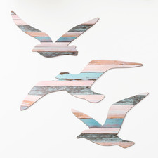 Large Wooden Seagull Wall Decor Nautical Theme Coastal Beach Wall Art 3 Pcs