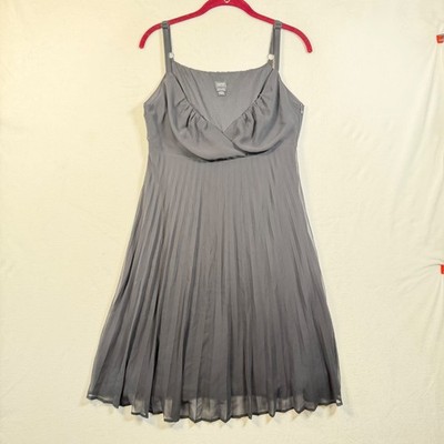 Esprit Black Pleated Dress Size 10 Sleeveless Strappy Fit Flare Lined Zip