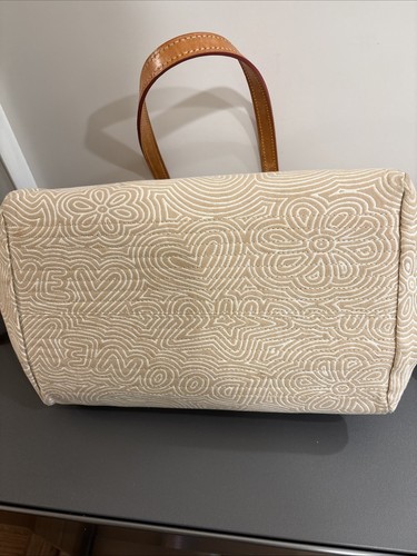 Dooney & Bourke Doodle Swirl Graffiti Satchel Handbag Beige Tan Natural Leather - Picture 10 of 23