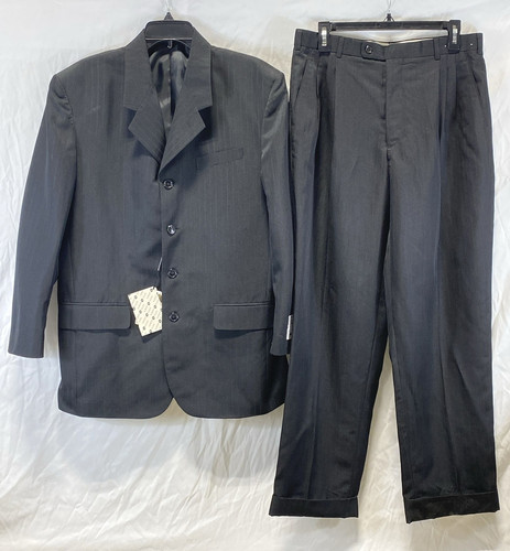 NWT Alberto Celini Mens Black Four-Button Blazer Pants 2-Piece Suit Size 40/33R