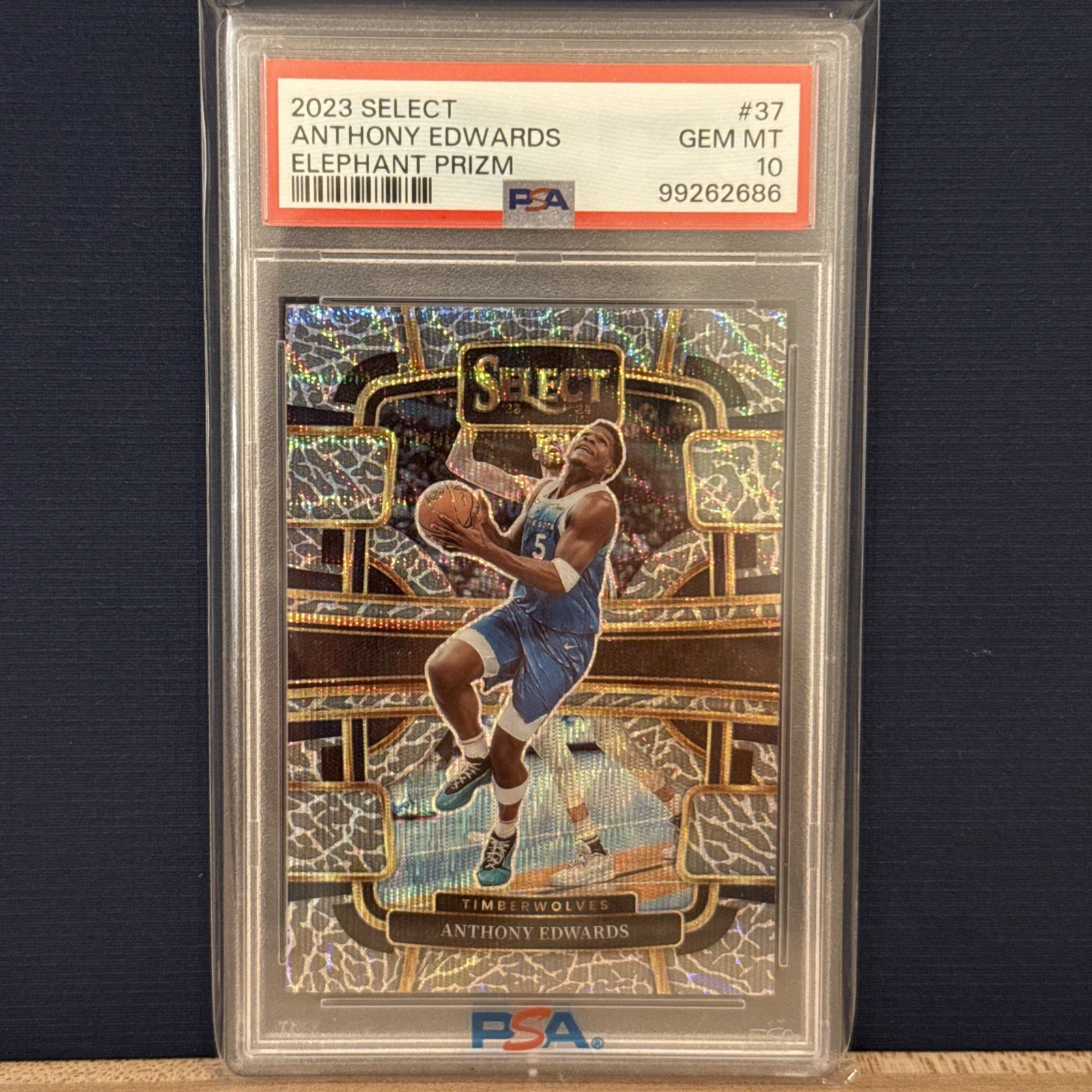 2023-24 Panini Select - Concourse Anthony Edwards #37 Elephant Prizm-PSA 10