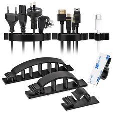 30pcs Adhesive Cable Clips Black Wire Organizer Cord Holder for Desk Wall Car TV