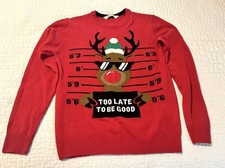 Ugly/Cute Christmas Sweater Youth 14Reindeer In Trouble