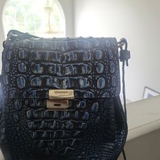 Brahmin Blue/Black Croc Print Small Crossbody...