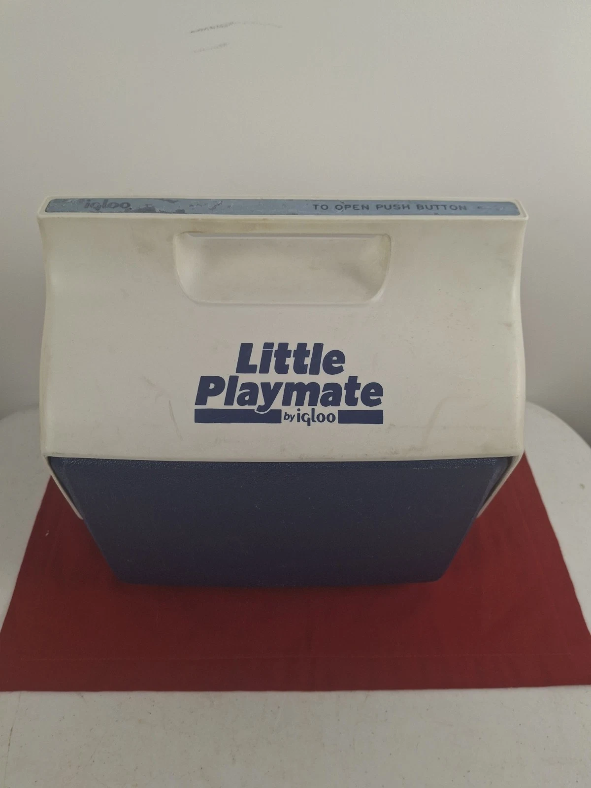 Vintage Little Playmate by Igloo Personal Cooler Blue and White Made in USA