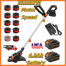 Electric Cordless Grass String Trimmer Lawn E...