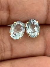 14KT Yellow 3.50CTW Blue Topaz Stud Earrings F122 