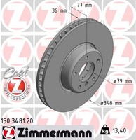 2X Bremsscheibe Coat Z Zimmermann 150.3481.20 FüR E60 Bmw E63 E64 E61 5Er 6Er