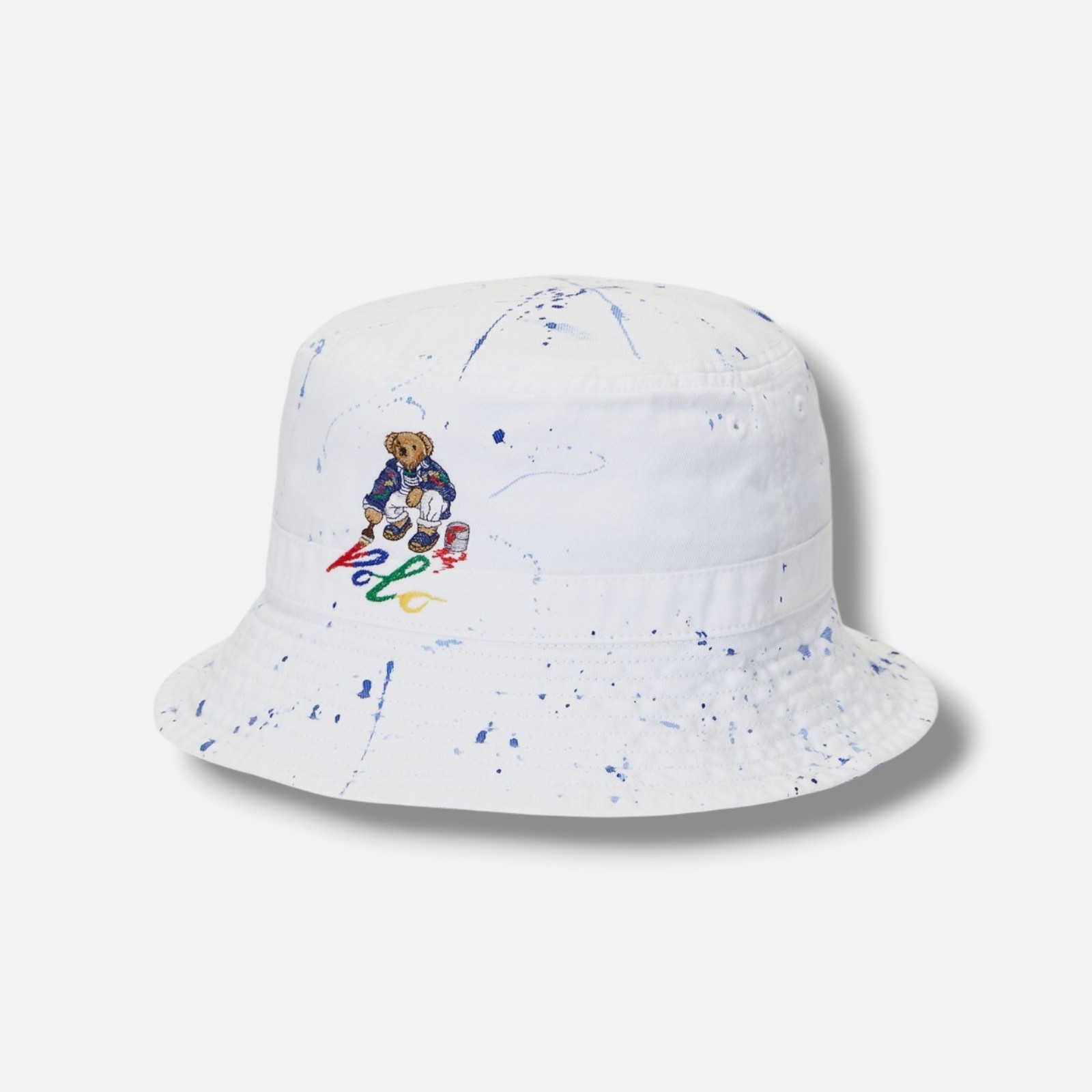 Polo Ralph Lauren Boys' White Paint Splatter Polo Bear Bucket Hat One Size