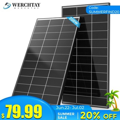 200W Bifacial Solar Panel N-Type Mono 12V Battery 18BB Home RV Boat PV Off Grid