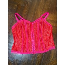 Torrid Red Pink Lace Bustier Corset Top Tie Back Size 3 22/24
