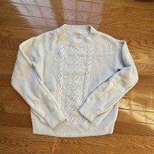 Girls J crew Crewcuts Size 8/9 Medium Cable Knit Winter Sweater Hearts Classic