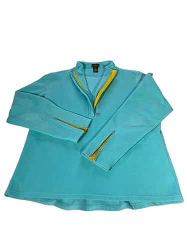 L.L.Bean Pullover Women Large Fleece Cyan Teal Color Long Sleeves Zipper - Picture 5 of 10