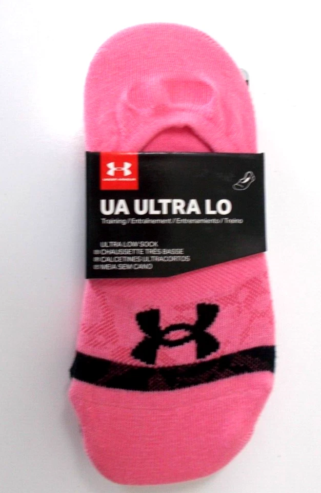 Calcetín de Entrenamiento Under Armour UA Ultra Lo, 3 Pares, LÁPIZ LABIAL ROSA ASST, Talla L, Nuevo con Etiquetas Foto 2 de 3