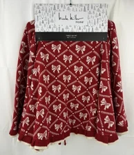 Nicole Miller Home Christmas Tree Skirt Red Sweater with White Bows 50" NWT