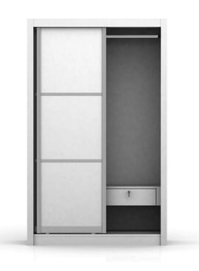 Sliding Door Wardrobe Aluminum Framed Locker Drawer Satin White