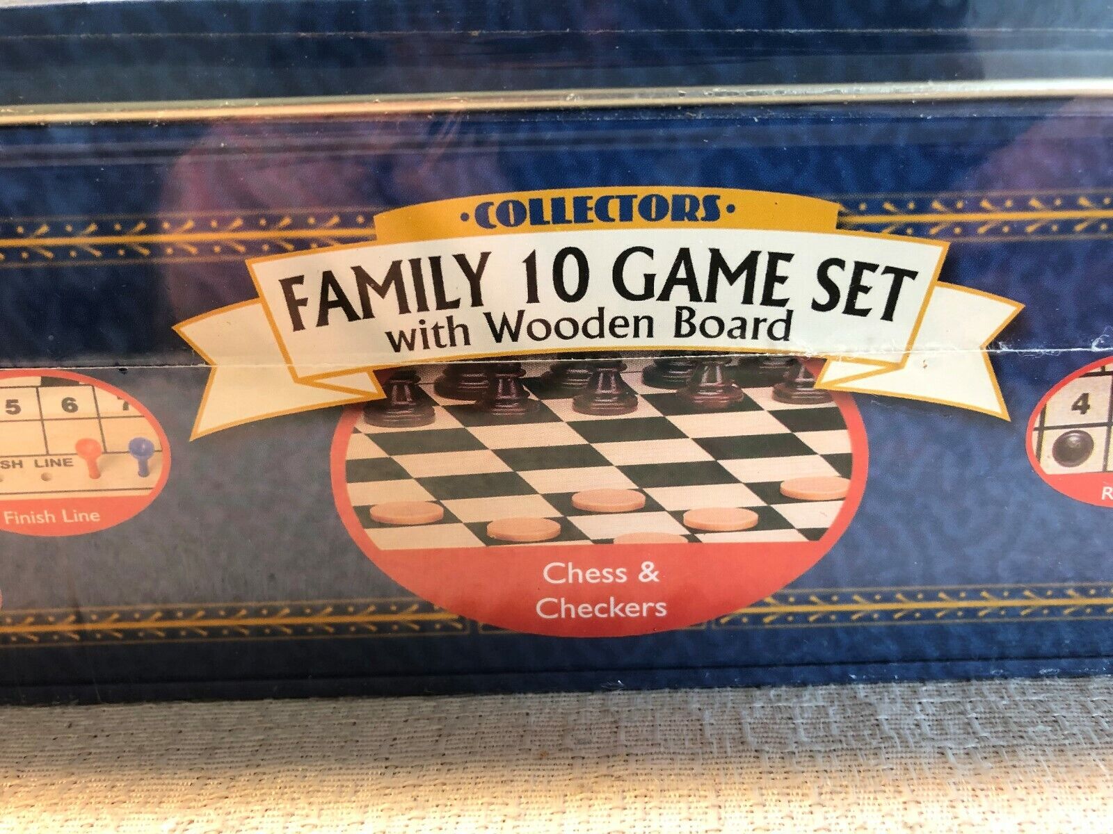  Classic Wood Family 10 Game Set Black & Gold Board Game : Toys  & Games