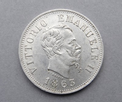 Italy. 1863, 50 Centesimi. Silver coin. | eBay