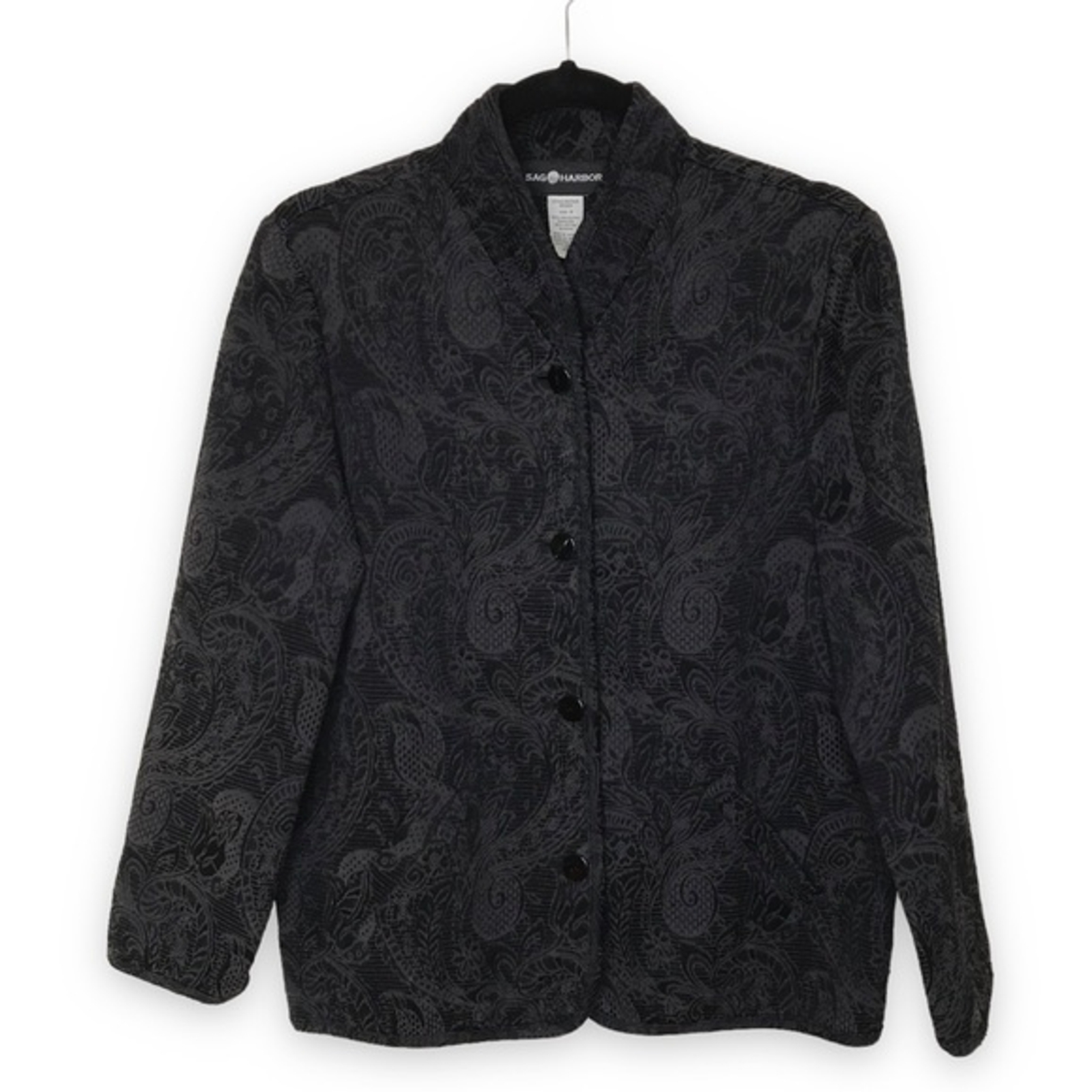 Sag Harbor Jacquard Paisley Black Jacket Women's Size… Gem
