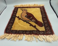 Small Vintage Rug Bird Motif Wall Hanging Textile Folk Art Hand Woven FREE SHIP