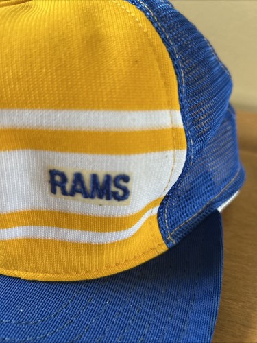 Vintage 1970s AJD Super Stripe Snapback Trucker Hat – Los Angeles LA Rams – USA - Picture 4 of 8