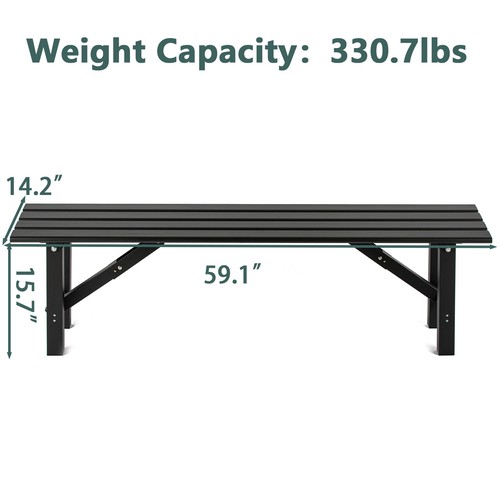 TECSPACE 3 Sizes Black Aluminum Folding Outdoor Bench for Park Garden and Patio - Picture 34 of 42