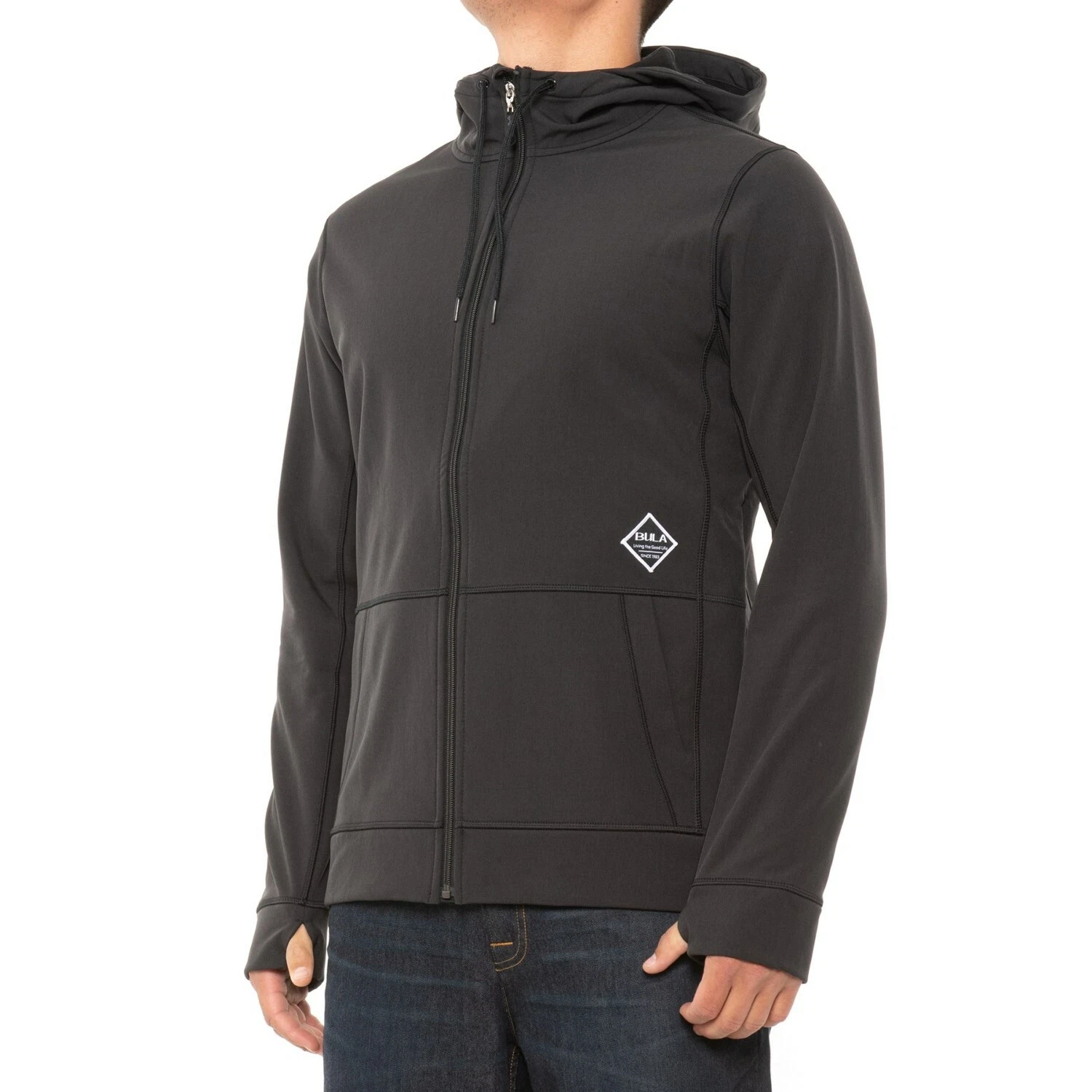 BULA Black Hooded JACK Weather Resistant Softshell JACKET Mens Size SMALL NEW