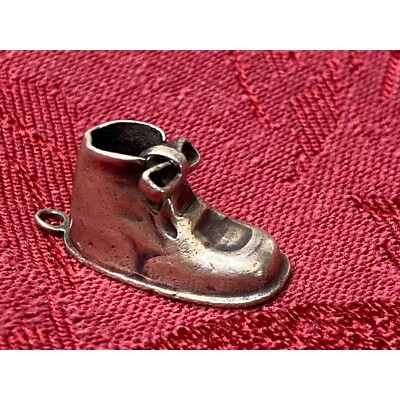 Vintage Soncraft Son Craft Sterlingsilber Baby Schuh Charm Anhänger personalisiert datiert