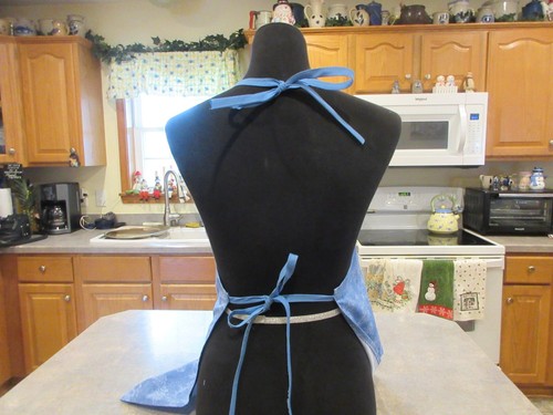 Women's Adult Hand-Crafted Apron for Kitchen/Art Work/Gardening~ Blue Floral - Picture 5 of 5