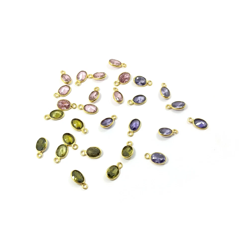 6 件装边框连接器宝石发现,5X7 毫米立方氧化锆单扣吊饰 — 第 3/4 张图片