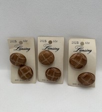 3~VINTAGE Lansing Buttons Made In USA Wooden Tone Coat/Jackets New 1”
