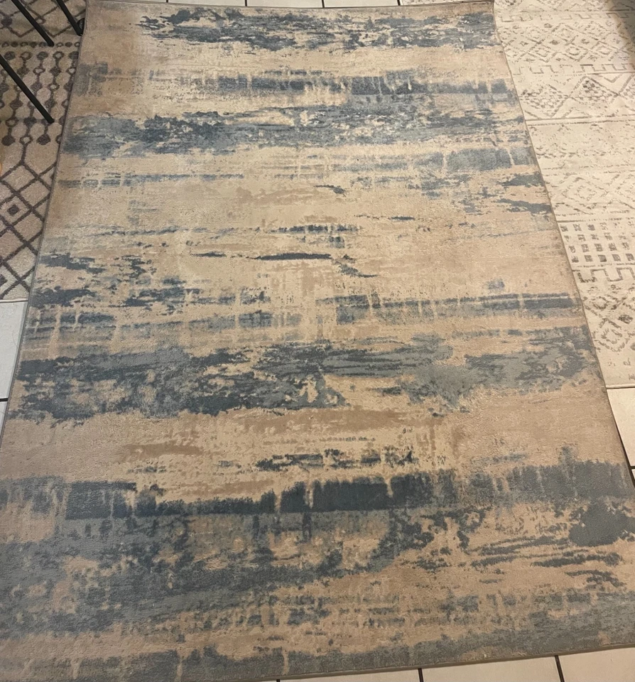 Alfombra multicolor azul-amarillo Calvin Klein, 5 x 7 pulgadas Foto 2 de 2