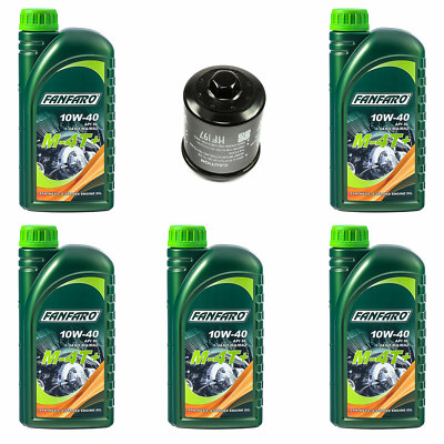 Motoröl Set 10W40 5 Liter Ölfilter HF197 für Hyosung MS3 125 250 Bj. 2008-2010