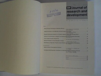 IBM Journal of research and development: Complete year in 12 volumes 1972. ...