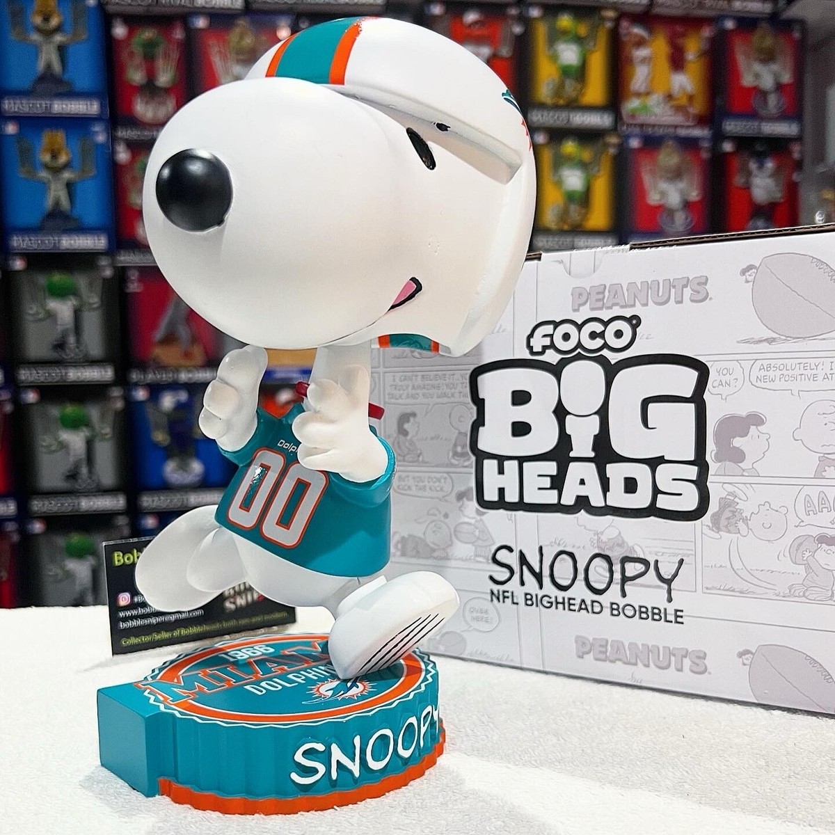SNOOPY Miami Dolphins Peanuts Bighead Exclusive NFL Bobblehead | eBay