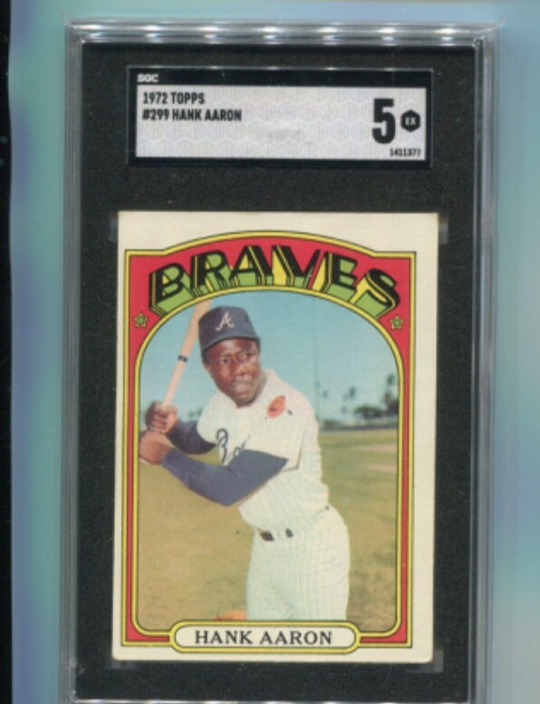 1972 Topps - HANK AARON - Card #299 - ATLANTA BRAVES  SGC 5