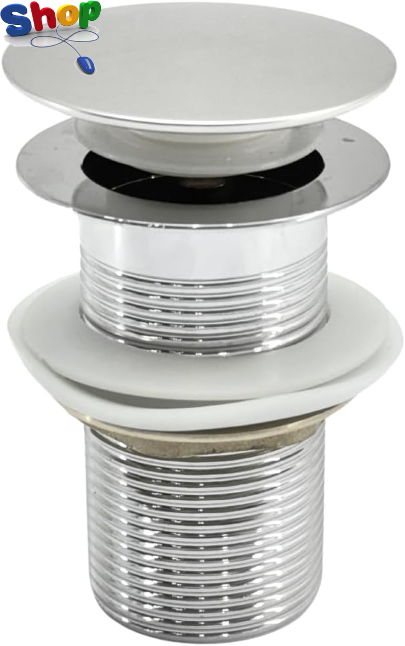 Chrome Pop-Up Sink Basin Sink Waste Slotted Pop-Up Click Clack Sprung without Ov