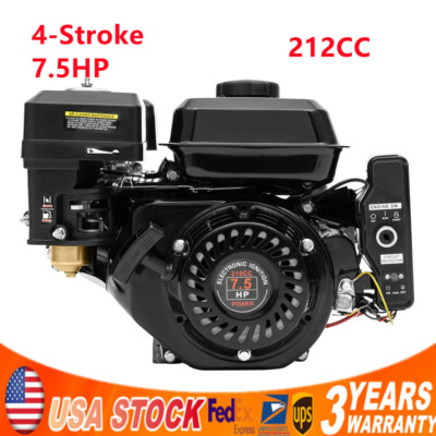 212CC 4-Stroke 7.5 HP Electric Start Go Kart Log Splitter Gas Engine Motor Power