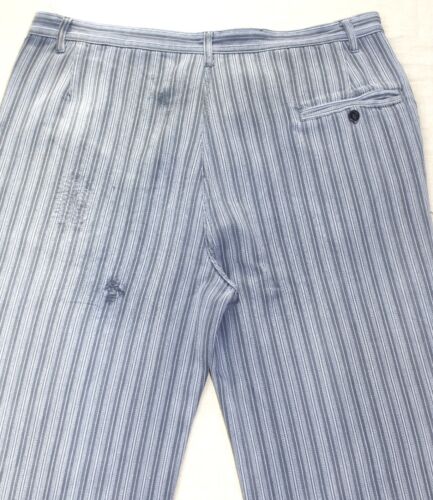 French 1950s Well Worn Grey Striped Woven Cotton Work Pants DUMONT D'URVILLE W38 - Picture 7 of 16