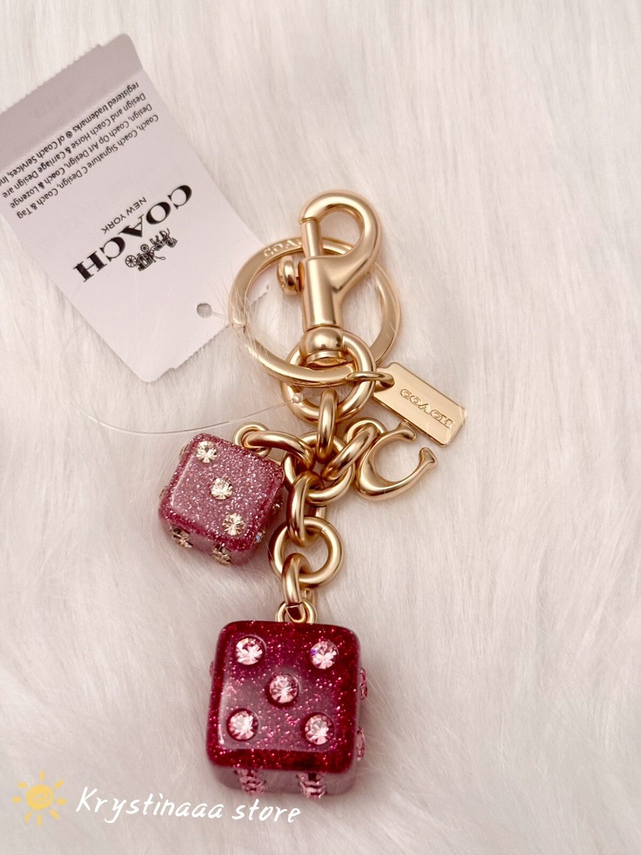 NWT Coach CH831 Dice Cluster Bag Charm Keychain Gold Pink