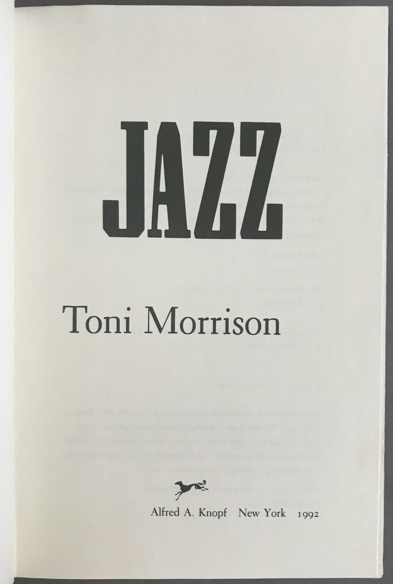 First Edition Toni Morrison Jazz: A Novel Alfred Knopf 1992
