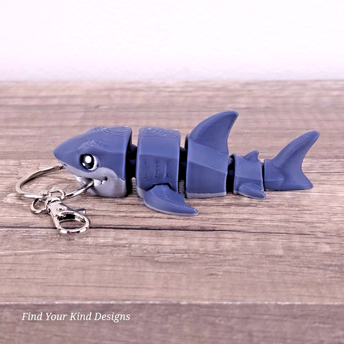 Mini Great White Shark Keychain 3D Articulated Flexi Fidget Toy Gift- Bag Charm - Bild 2 von 5