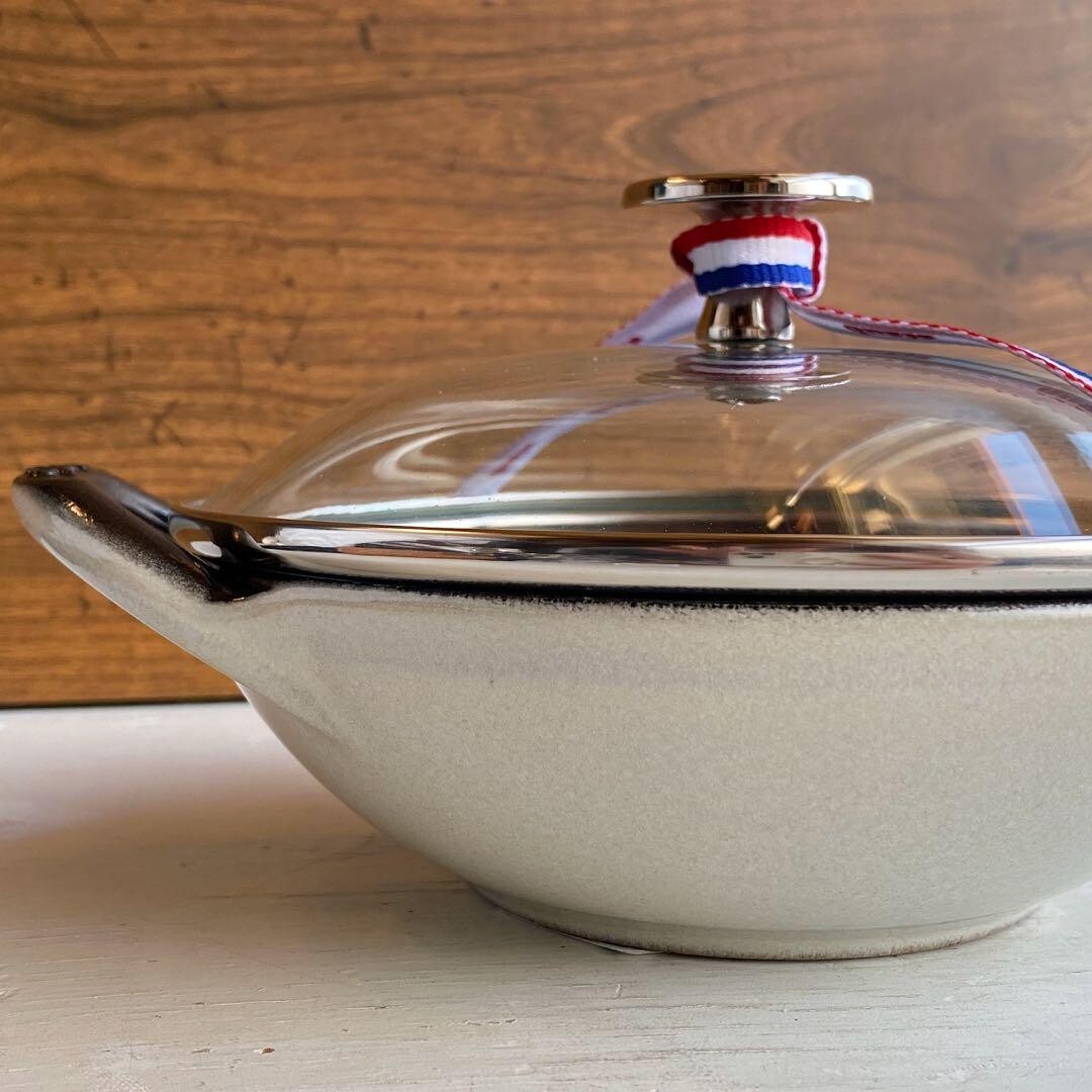 Staub Baby Wok 16cm Campagne Limited Small Iron Pot Glass