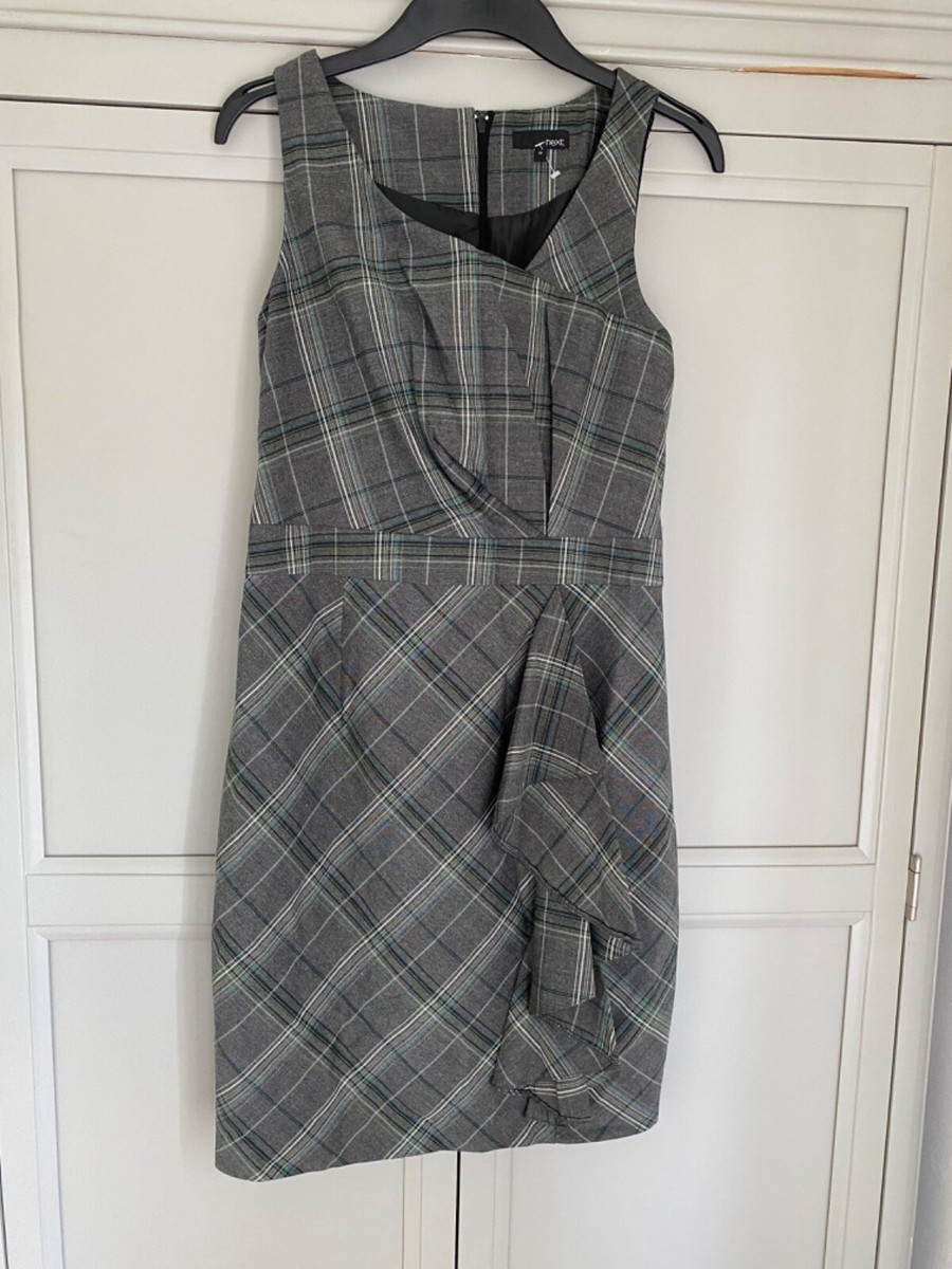 grey tartan pinafore dress Huncoat Grey Tartan Pinafore